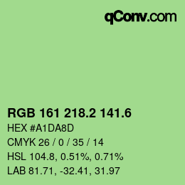 カラーコード: RGB 161 218.2 141.6 | qconv.com