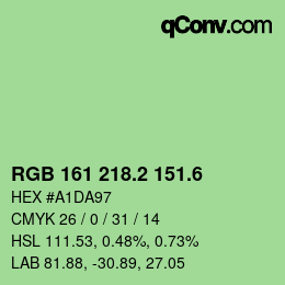カラーコード: RGB 161 218.2 151.6 | qconv.com