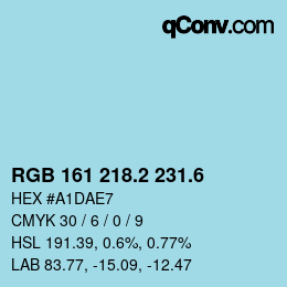 カラーコード: RGB 161 218.2 231.6 | qconv.com