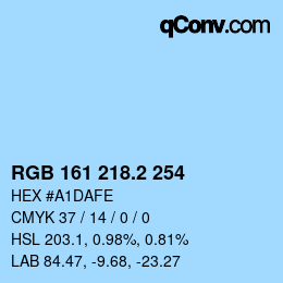 カラーコード: RGB 161 218.2 254 | qconv.com