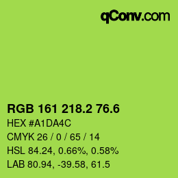 カラーコード: RGB 161 218.2 76.6 | qconv.com
