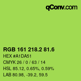 カラーコード: RGB 161 218.2 81.6 | qconv.com