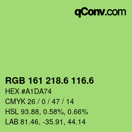 カラーコード: RGB 161 218.6 116.6 | qconv.com