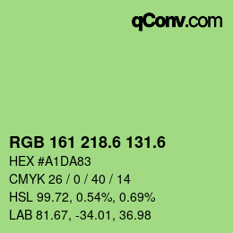 カラーコード: RGB 161 218.6 131.6 | qconv.com