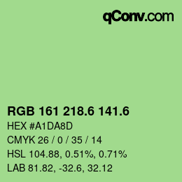 カラーコード: RGB 161 218.6 141.6 | qconv.com