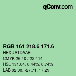 カラーコード: RGB 161 218.6 171.6 | qconv.com
