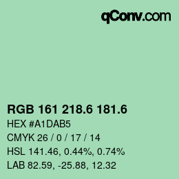 カラーコード: RGB 161 218.6 181.6 | qconv.com