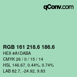 カラーコード: RGB 161 218.6 186.6 | qconv.com