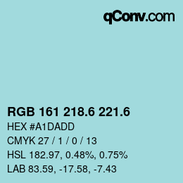 カラーコード: RGB 161 218.6 221.6 | qconv.com