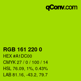 Color code: RGB 161 220 0 | qconv.com