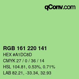 カラーコード: RGB 161 220 141 | qconv.com
