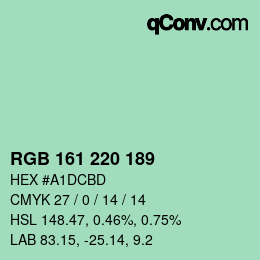 カラーコード: RGB 161 220 189 | qconv.com