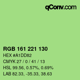 Color code: RGB 161 221 130 | qconv.com