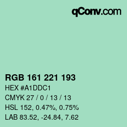 颜色代码: RGB 161 221 193 | qconv.com