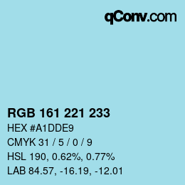 Color code: RGB 161 221 233 | qconv.com