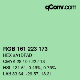 Color code: RGB 161 223 173 | qconv.com
