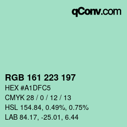 Color code: RGB 161 223 197 | qconv.com