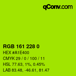 Color code: RGB 161 228 0 | qconv.com
