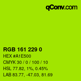 Color code: RGB 161 229 0 | qconv.com