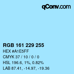 Color code: RGB 161 229 255 | qconv.com