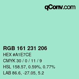 カラーコード: RGB 161 231 206 | qconv.com
