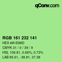 Color code: RGB 161 232 141 | qconv.com