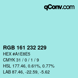 カラーコード: RGB 161 232 229 | qconv.com