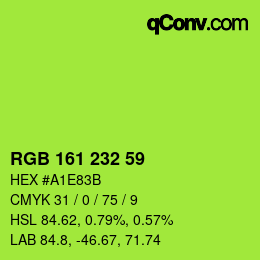カラーコード: RGB 161 232 59 | qconv.com