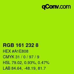 Farbcode: RGB 161 232 8 | qconv.com