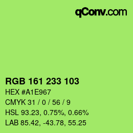 Color code: RGB 161 233 103 | qconv.com