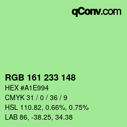 Color code: RGB 161 233 148 | qconv.com