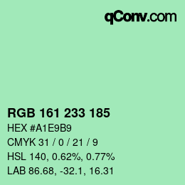 Color code: RGB 161 233 185 | qconv.com