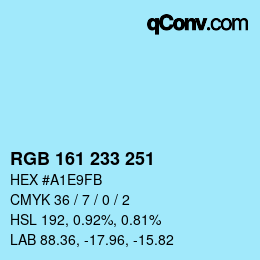 Color code: RGB 161 233 251 | qconv.com