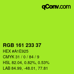 Color code: RGB 161 233 37 | qconv.com