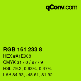 Color code: RGB 161 233 8 | qconv.com