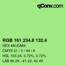 カラーコード: RGB 161 234.8 132.4 | qconv.com