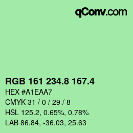 カラーコード: RGB 161 234.8 167.4 | qconv.com