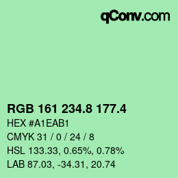 カラーコード: RGB 161 234.8 177.4 | qconv.com