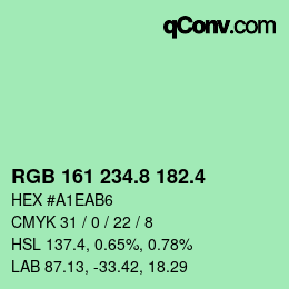 カラーコード: RGB 161 234.8 182.4 | qconv.com