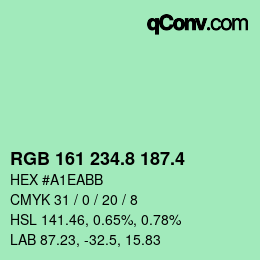 カラーコード: RGB 161 234.8 187.4 | qconv.com