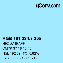 カラーコード: RGB 161 234.8 255 | qconv.com