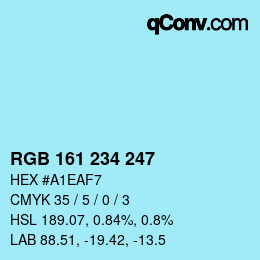 颜色代码: RGB 161 234 247 | qconv.com