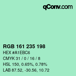 カラーコード: RGB 161 235 198 | qconv.com