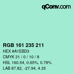 カラーコード: RGB 161 235 211 | qconv.com