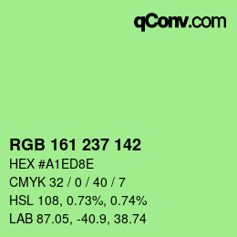 Color code: RGB 161 237 142 | qconv.com
