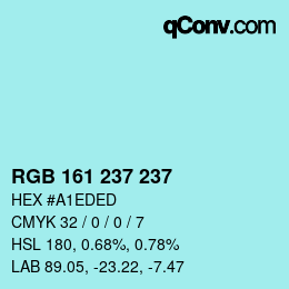Color code: RGB 161 237 237 | qconv.com