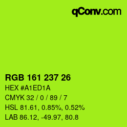 カラーコード: RGB 161 237 26 | qconv.com
