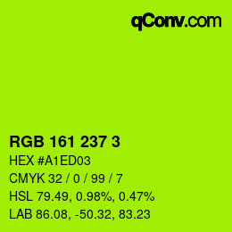 Color code: RGB 161 237 3 | qconv.com