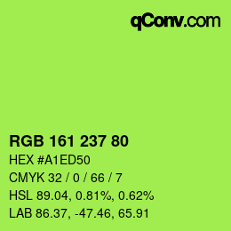 Color code: RGB 161 237 80 | qconv.com