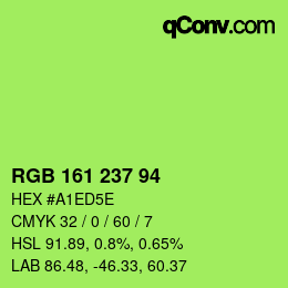Color code: RGB 161 237 94 | qconv.com